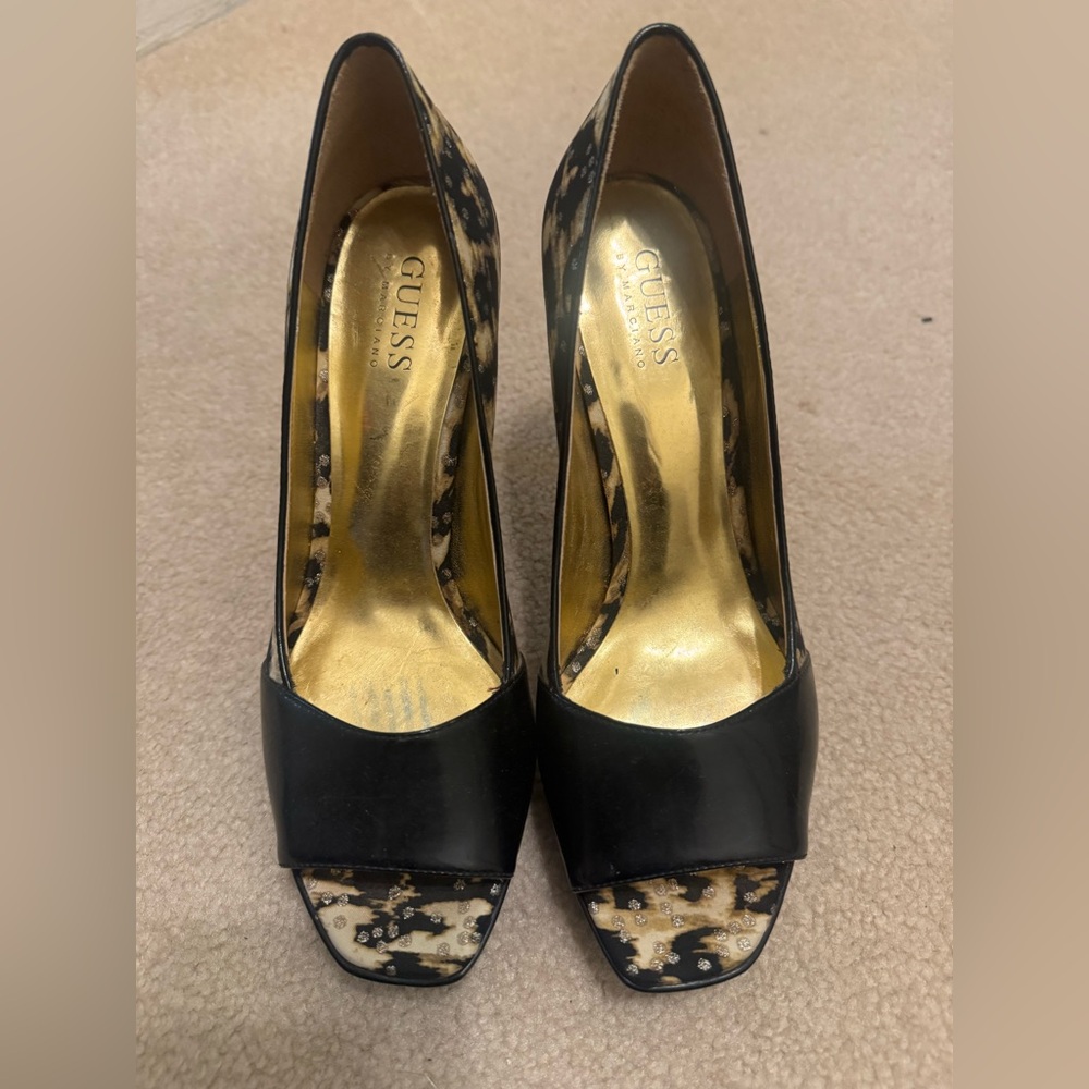Guess Black and Leopard Print Heels - Picture 2 of 5
